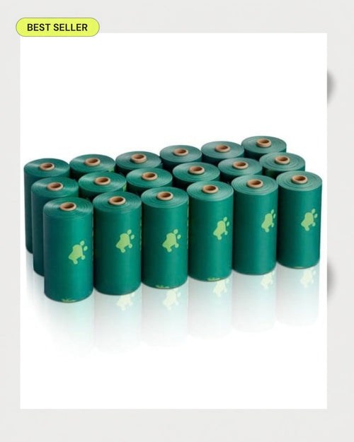 CleanWalk Biodegradable Poop Bags studio product photo with best seller badge