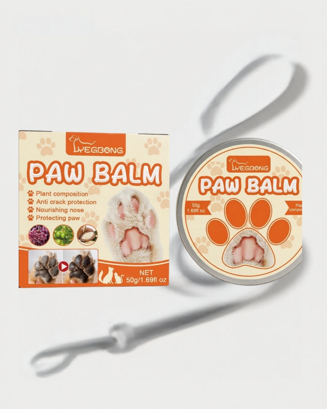 PawGuard Paw Balm packaging and tin studio product photo