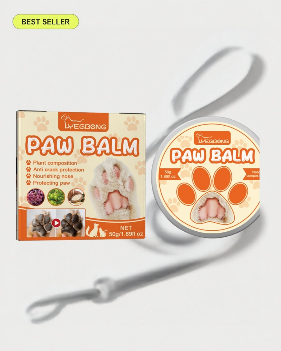 PawGuard Paw Balm studio product photo with best seller badge